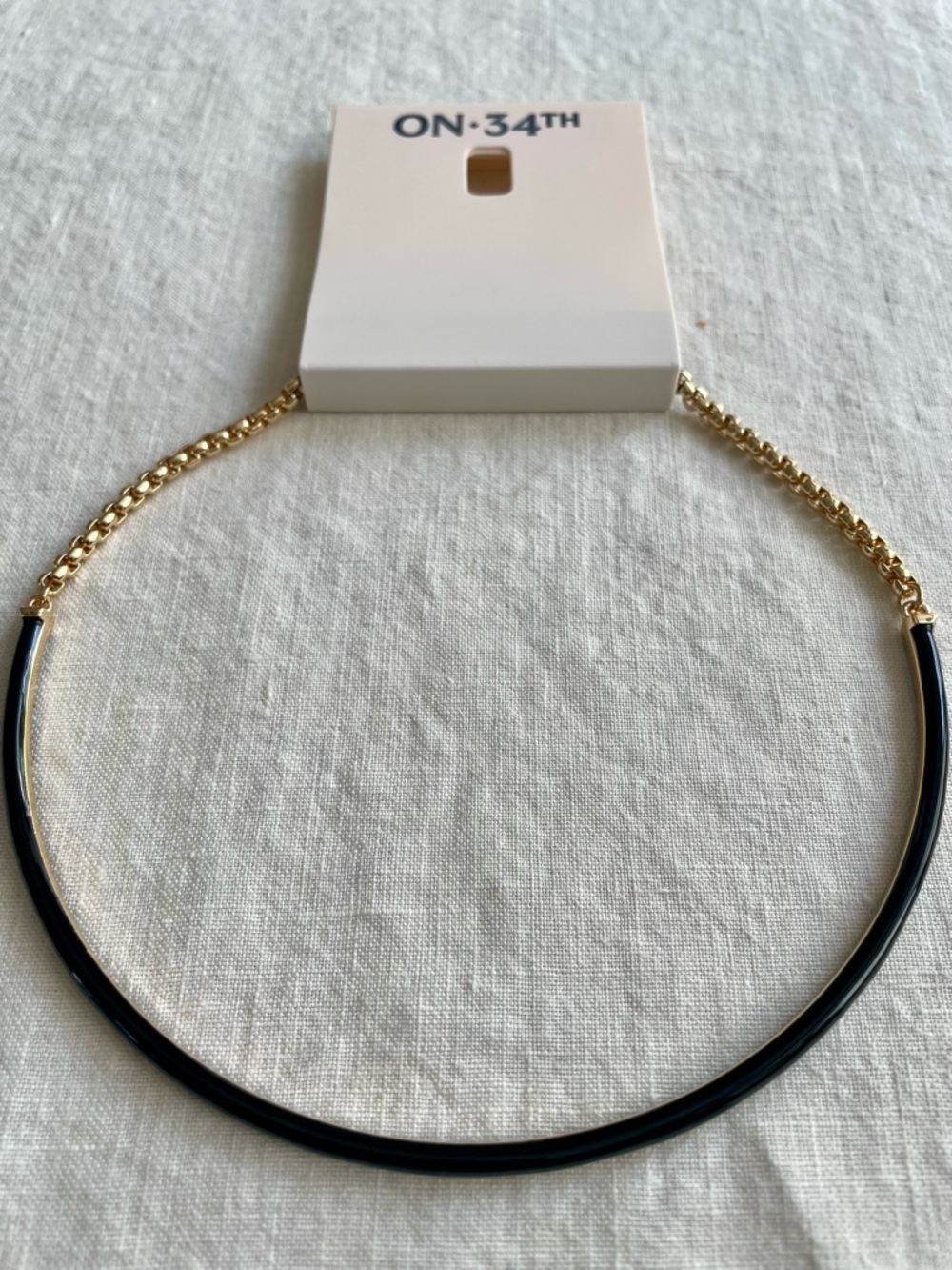 New on 34th Gold and Black Enamel Choker Necklace